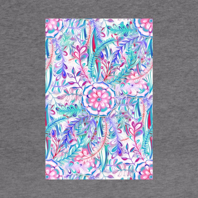 Boho Flower Burst in Pink and Teal by micklyn